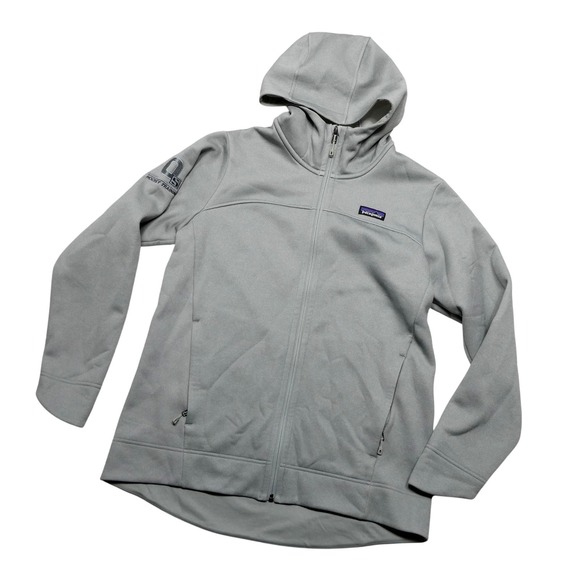 Patagonia Tops - Patagonia Hoodie Womens Large Gray Hooded Full Zip Fleece QS Hockey Training